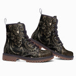 Leather Boots Ancient Skull Carved Stone Wall Art
