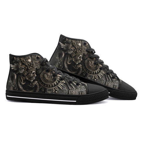 High-Top Canvas Shoes Ancient Skull Carved Stone Wall Art