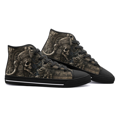 High-Top Canvas Shoes Aztec Skull Carved Stone Wall Art