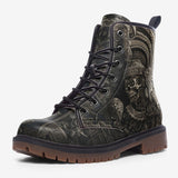 Leather Boots Mayan Skull Carved Stone Wall Art