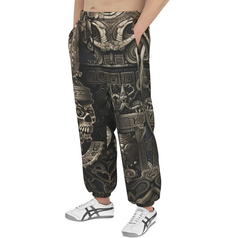 Men's Sweatpants Mayan Skull Carved Stone Wall Art