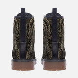 Leather Boots Mayan Skull Carved Stone Wall Art