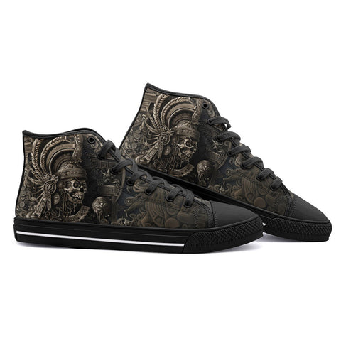 High-Top Canvas Shoes Mayan Skull Carved Stone Wall Art