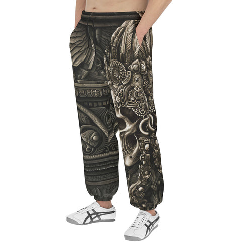 Men's Sweatpants Aztec Skull Carved Stone Wall Art