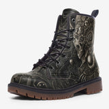 Leather Boots Mayan Skull Carved Stone Wall Art
