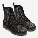Leather Boots Mayan Skull Carved Stone Wall Art
