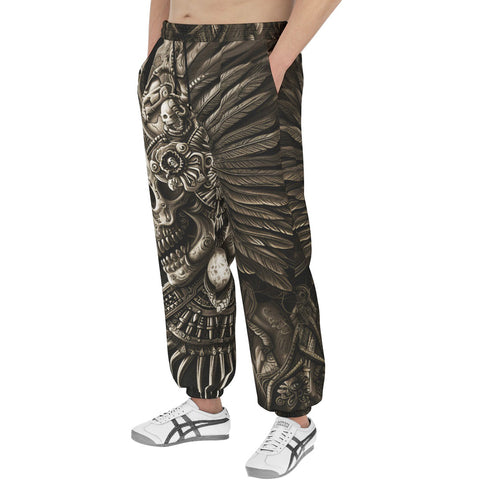 Men's Sweatpants Mayan Skull Carved Stone Wall Art