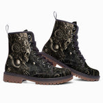 Leather Boots Mayan Skull Carved Stone Wall Art