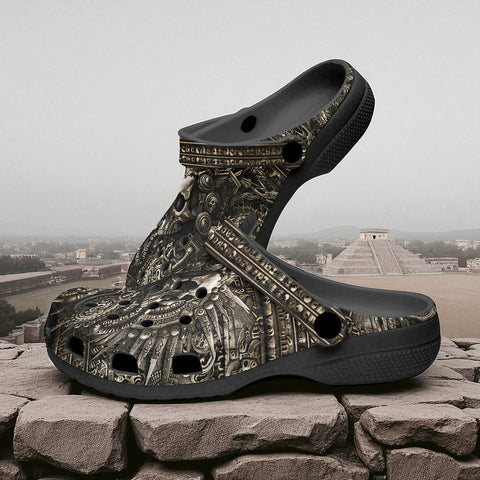 Classic Clogs Aztec Skull Carved Stone Wall Art