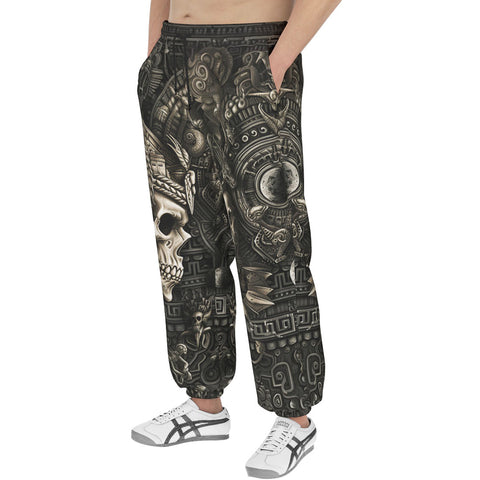 Men's Sweatpants Mayan Skull Carved Stone Wall Art