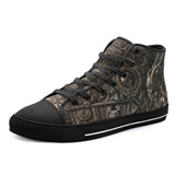 High-Top Canvas Shoes Mayan Skull Carved Stone Wall Art