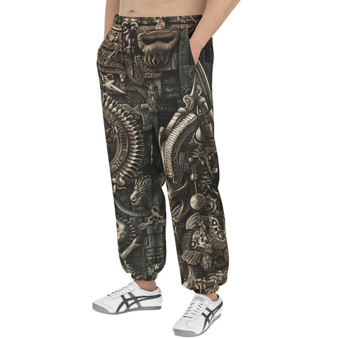 Men's Sweatpants Mayan Skull Carved Stone Wall Art