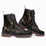 Leather Boots Mayan Skull Carved Stone Wall Art