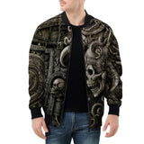 Bomber Jacket Aztec Skull Carved Stone Wall Art