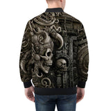 Bomber Jacket Aztec Skull Carved Stone Wall Art