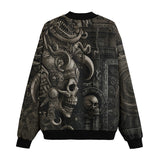 Bomber Jacket Aztec Skull Carved Stone Wall Art