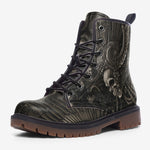 Leather Boots Mayan Skull Carved Stone Wall Art