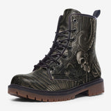 Leather Boots Mayan Skull Carved Stone Wall Art