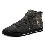 High-Top Canvas Shoes Mayan Skull Carved Stone Wall Art