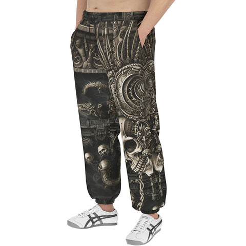 Men's Sweatpants Mayan Skull Carved Stone Wall Art