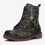 Leather Boots Mayan Skull Carved Stone Wall Art