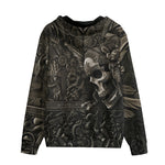 Men's Zip Up Hoodie Mayan Skull Carved Stone Wall Art