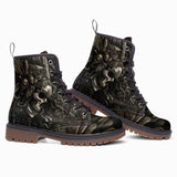 Leather Boots Mayan Skull Carved Stone Wall Art