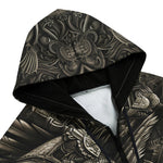 Men's Zip Up Hoodie Mayan Skull Carved Stone Wall Art