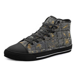 High-Top Canvas Shoes Egypt Gold Symbols Stone Engraved Art