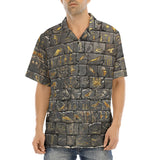 Hawaiian Shirt Egypt Gold Symbols Stone Engraved Art