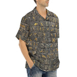 Hawaiian Shirt Egypt Gold Symbols Stone Engraved Art