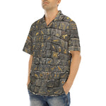 Hawaiian Shirt Egypt Gold Symbols Stone Engraved Art