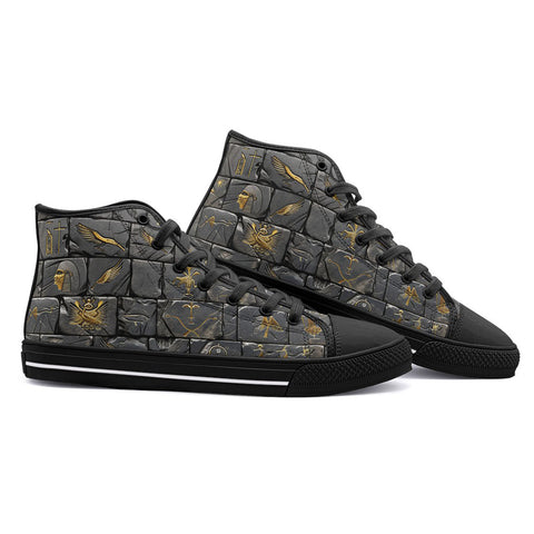 High-Top Canvas Shoes Egypt Gold Symbols Stone Engraved Art