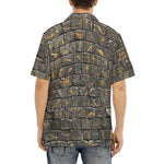 Hawaiian Shirt Egypt Gold Symbols Stone Engraved Art