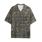 Hawaiian Shirt Egypt Gold Symbols Stone Engraved Art