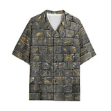 Hawaiian Shirt Egypt Gold Symbols Stone Engraved Art