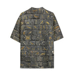 Hawaiian Shirt Egypt Gold Symbols Stone Engraved Art