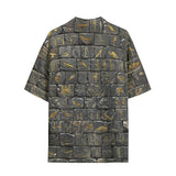 Hawaiian Shirt Egypt Gold Symbols Stone Engraved Art