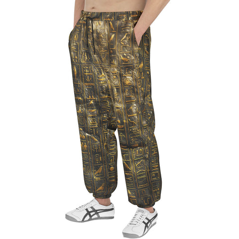 Men's Sweatpants Gold Egypt Stone Engraved Art