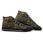 High-Top Canvas Shoes Gold Egypt Stone Engraved Art