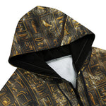 Men's Zip Up Hoodie Gold Egypt Stone Engraved Art