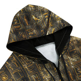 Men's Zip Up Hoodie Gold Egypt Stone Engraved Art