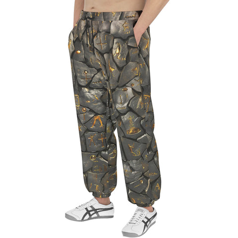 Men's Sweatpants Egypt Gold Symbols Stone Engraved Art