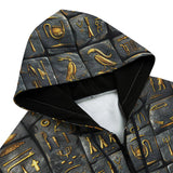 Men's Zip Up Hoodie Egypt Gold Symbols Stone Engraved Art