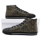 High-Top Canvas Shoes Egypt Gold Symbols Stone Engraved Art