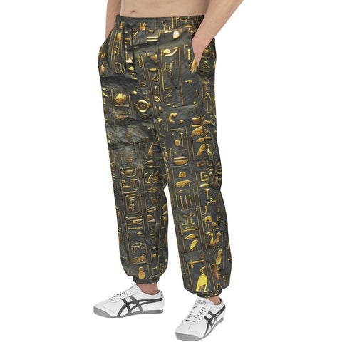 Men's Sweatpants Egypt Gold Symbols Stone Engraved Art