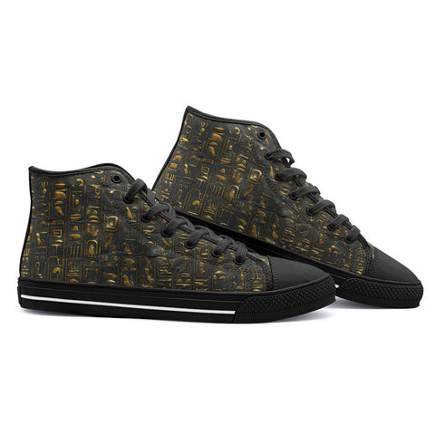 High-Top Canvas Shoes Egypt Gold Symbols Stone Engraved Art