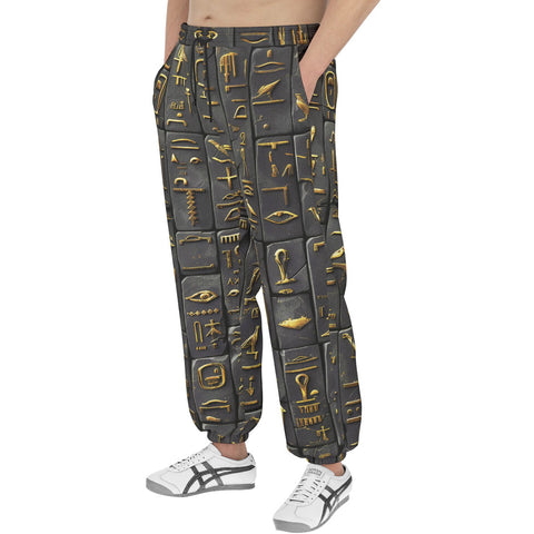 Men's Sweatpants Egypt Gold Symbols Stone Engraved Art