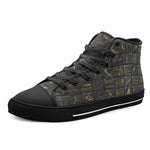 High-Top Canvas Shoes Egypt Gold Symbols Stone Engraved Art