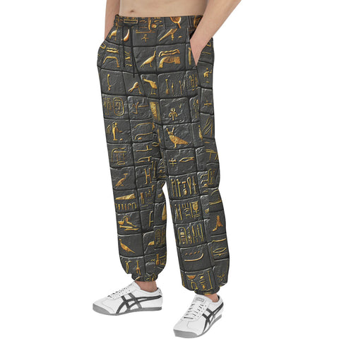 Men's Sweatpants Egypt Gold Symbols Stone Engraved Art